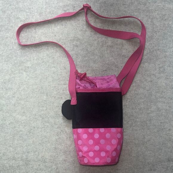 Disney Minnie Mouse Pink Crossbody Water Bottle Bag Adjustable Strap - Picture 4 of 5